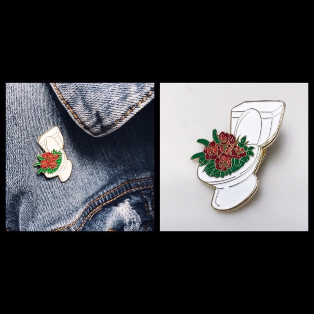 Toilet Flowers Enamel Pin